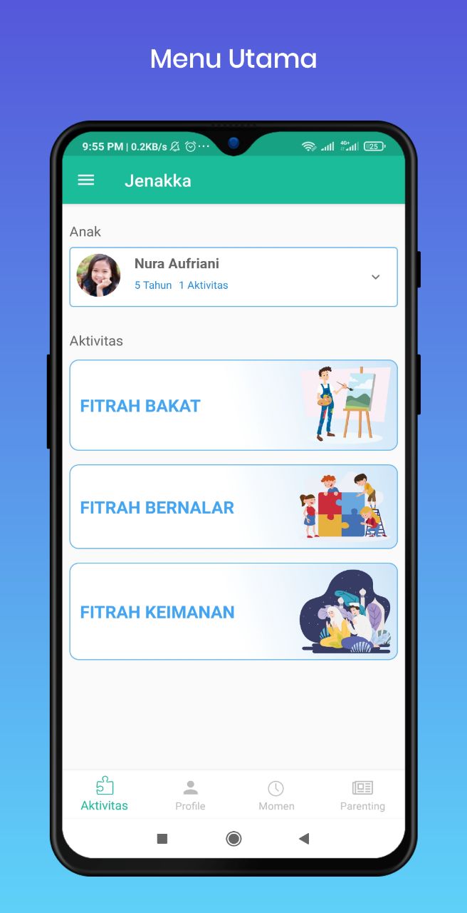 menu utama aplikasi jenakka