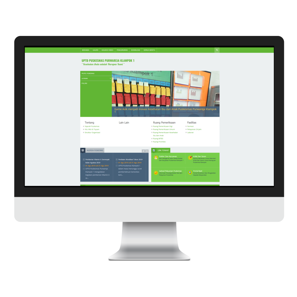 hasil tampilan pembuatan website Banjarnegara puskesmas purwareja klampok 1