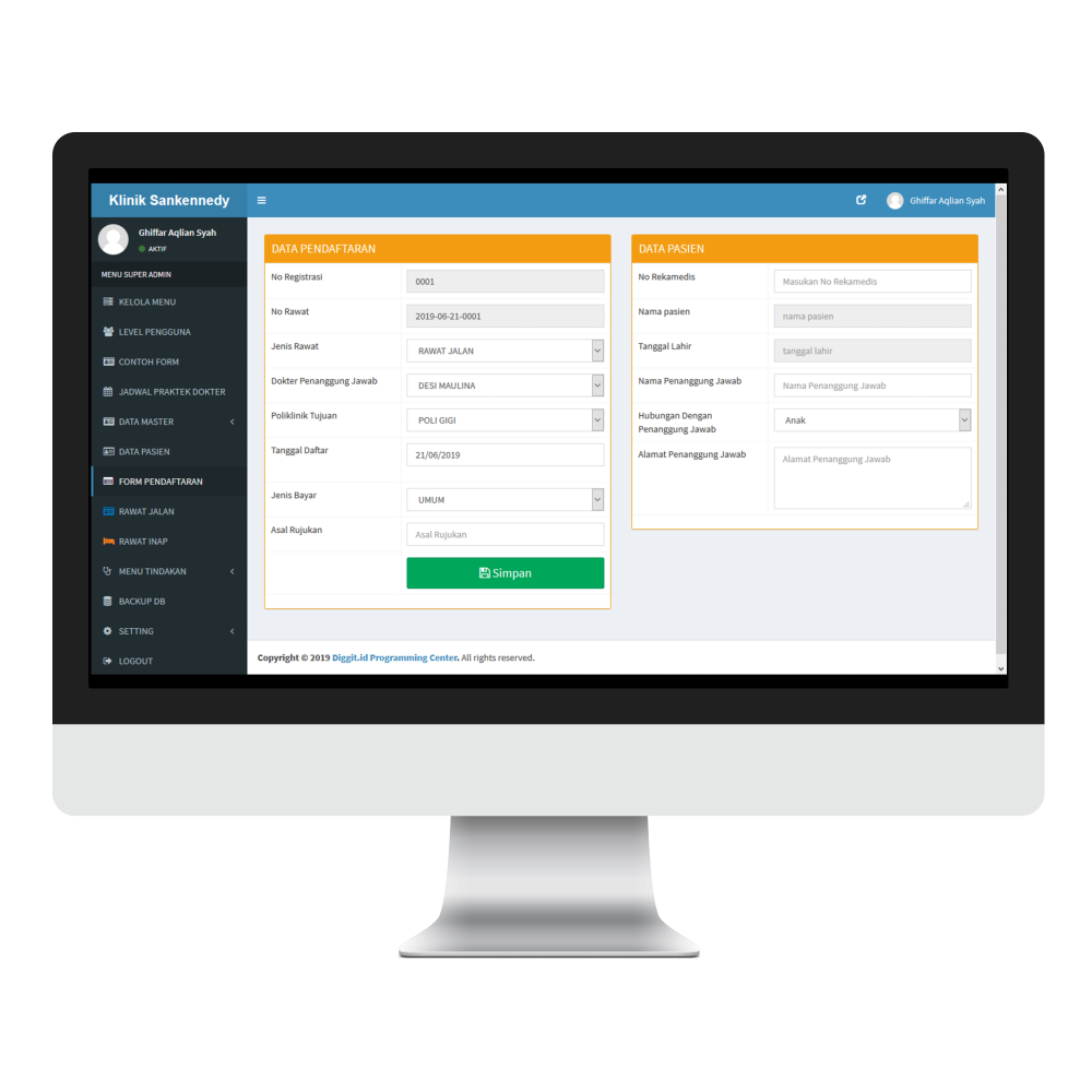 Gambar Sisitem Informasi Klinik Sankennedy  Banjarnegara