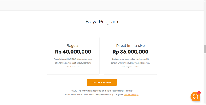 Perbandingan biaya kursus 1